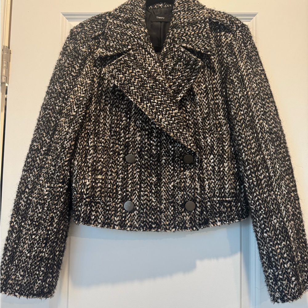 Theory Sargent Tweed Black Multi Cropped Jacket